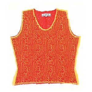 Vintage 90s Yoshiki Hishinuma Sleeveless Crinkle Floral Blouse sz 3